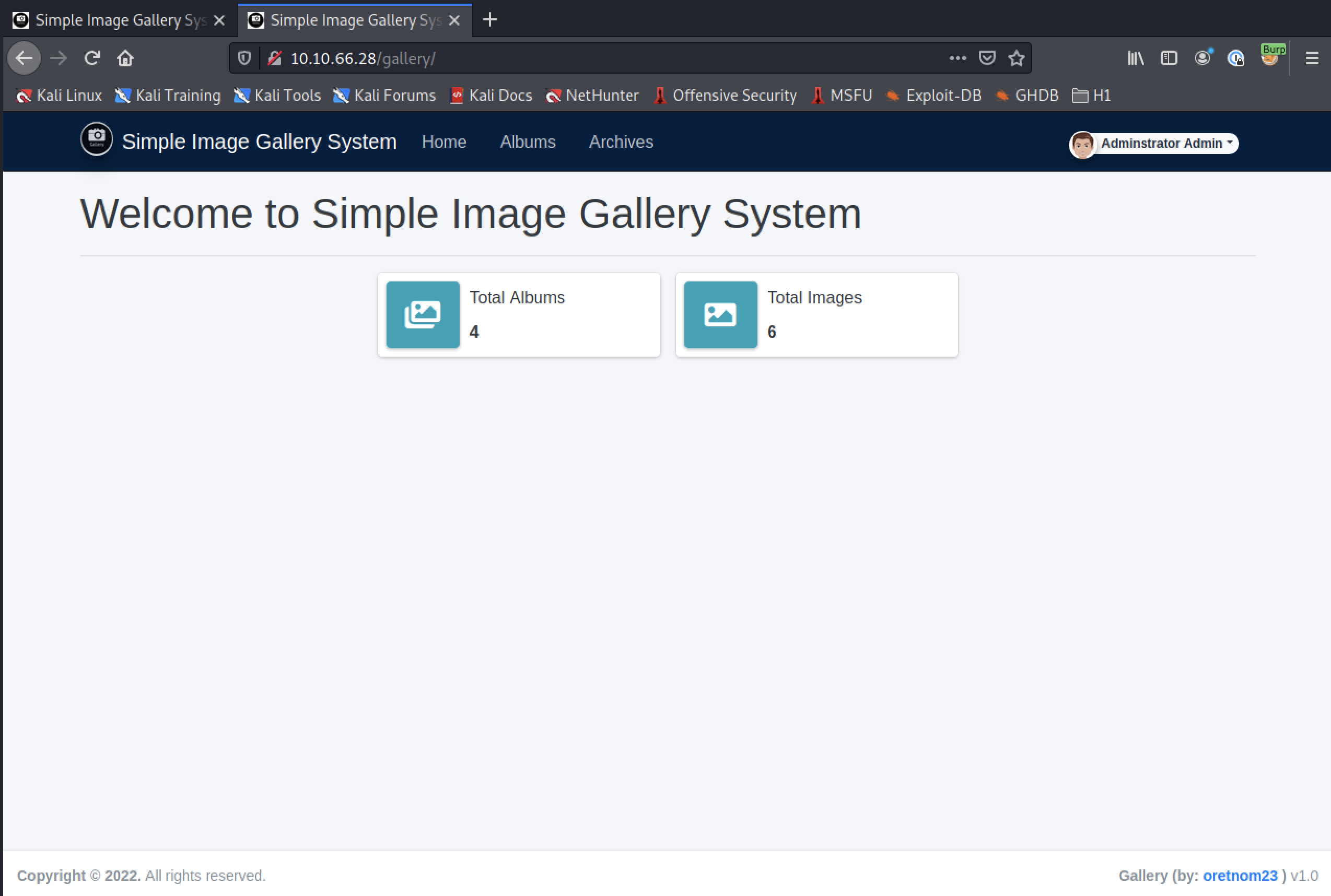Simple Image Gallery System Admin Panel