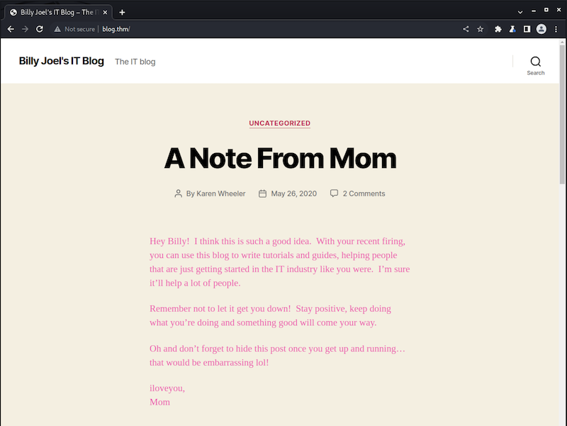WordPress blog running on port 80
