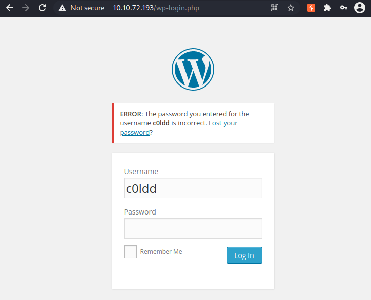 Login attempt as c0ldd