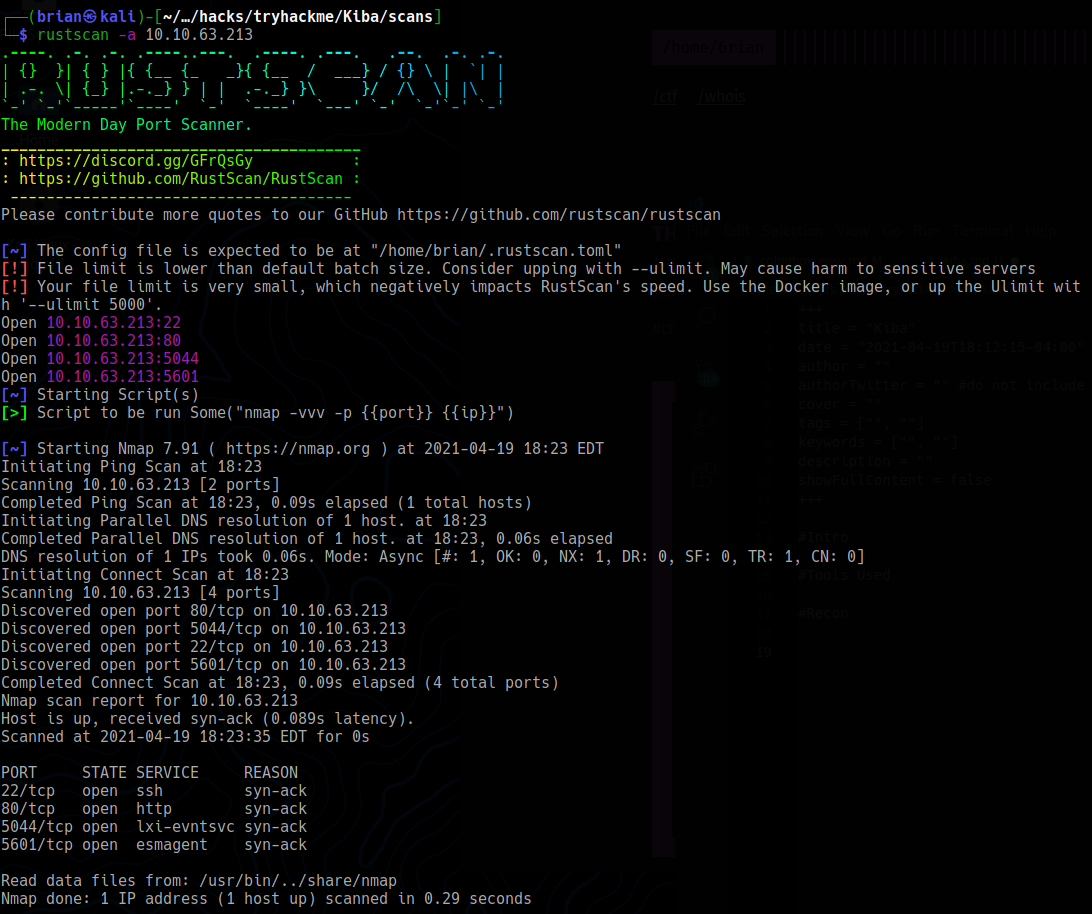 Rustscan results