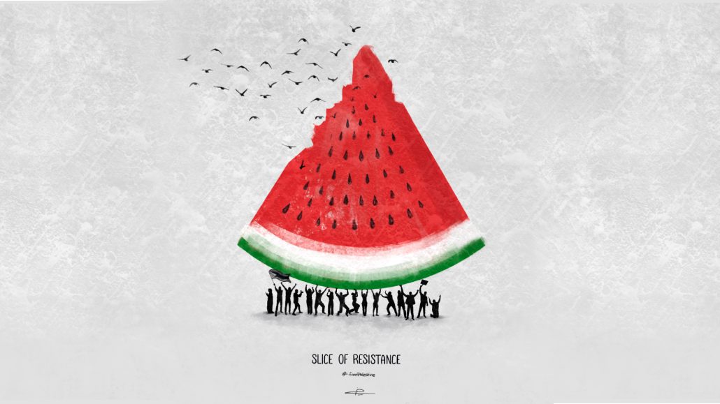 Watermelon image as a symbol of the Palestinian flag and resistance