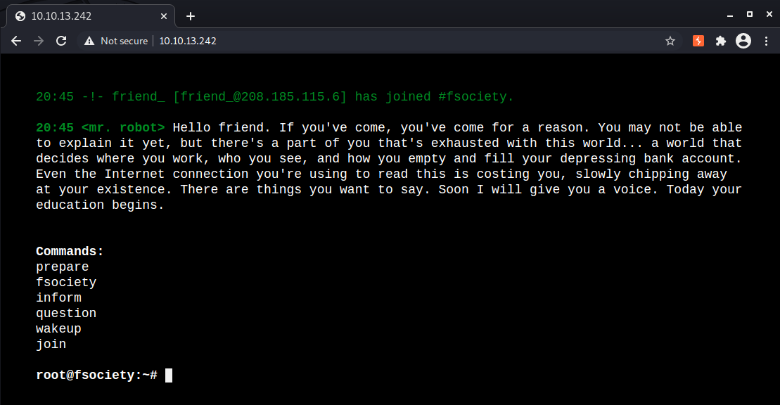 Default page on port 80