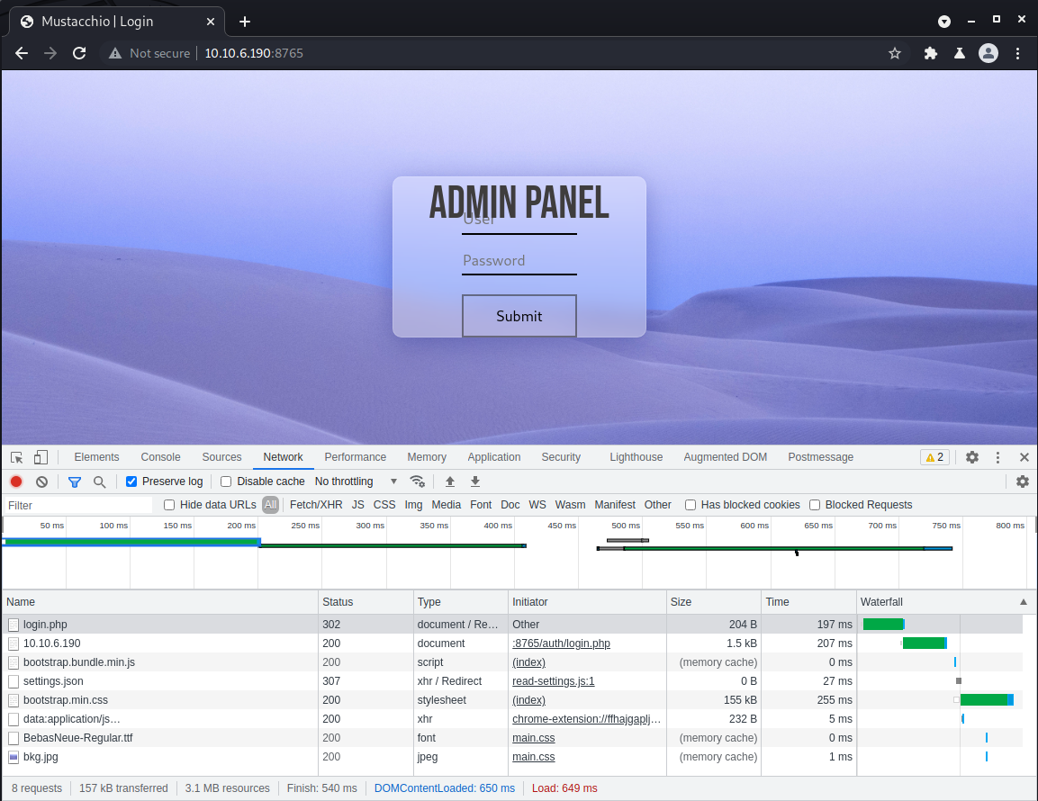 Admin Panel in DevTools