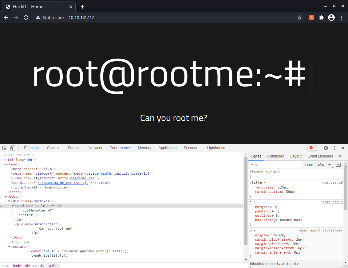 Default page on port 80