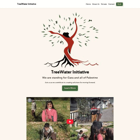 An animated image of scrolling down TreeWater’s website
