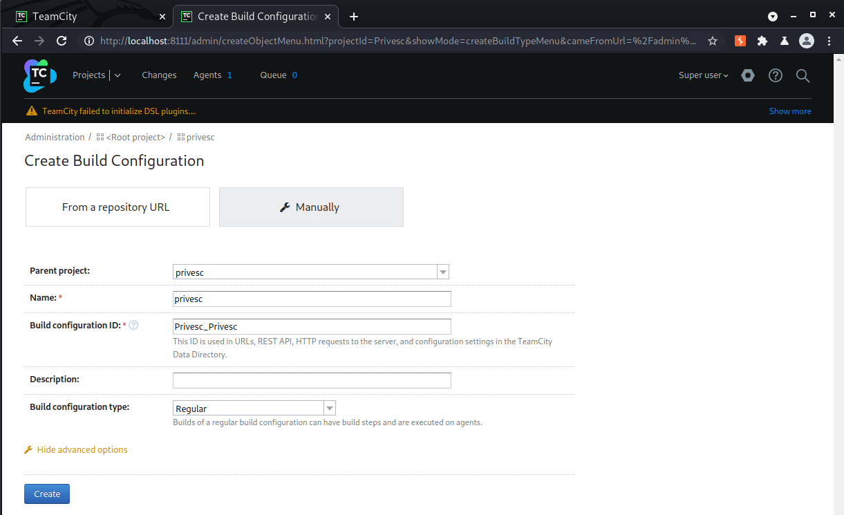 TeamCity - create build configuration