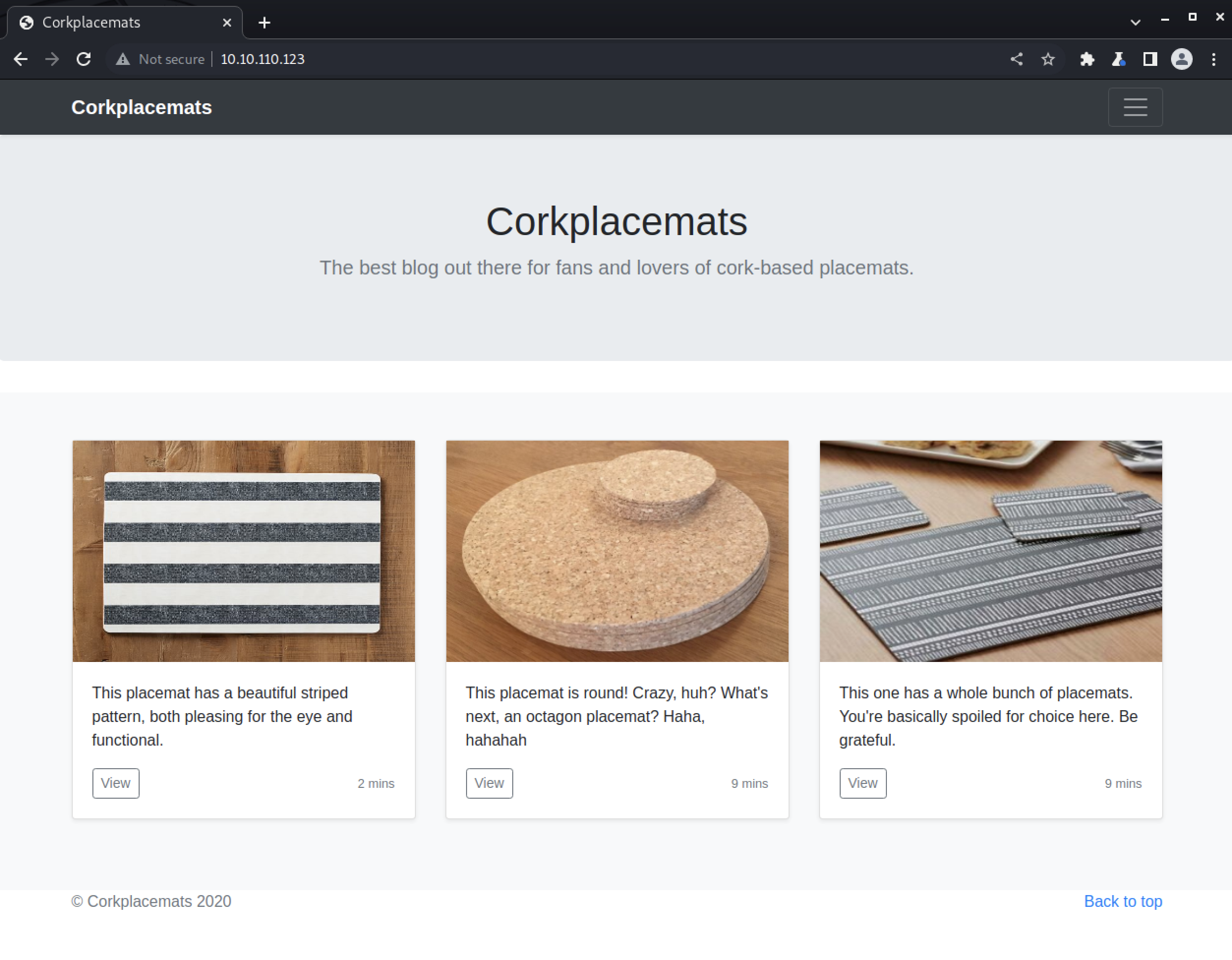 Corkplacements website on port 80